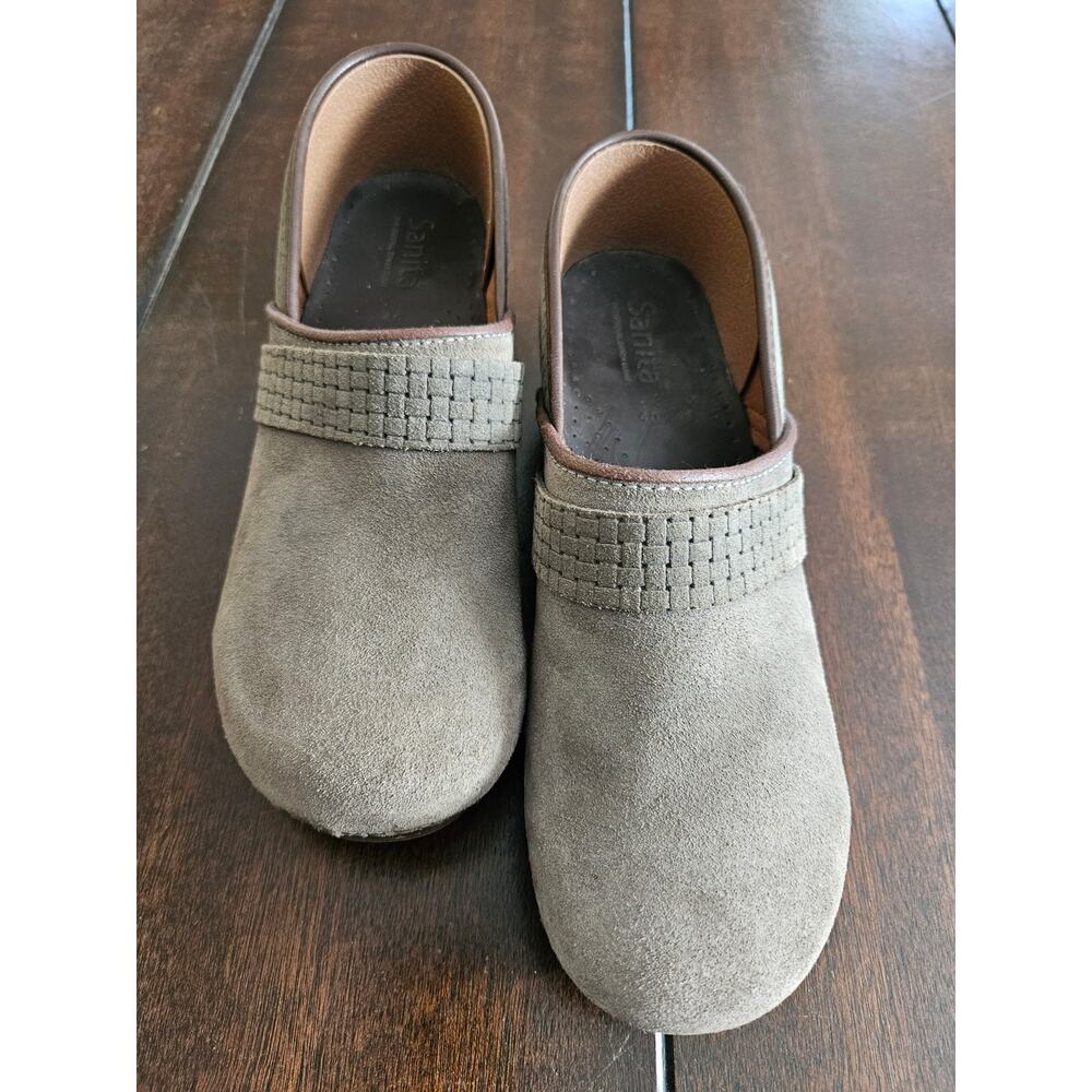 Sanita Ladies 40 (about 8.5-9) Green Suede Leather Staple Professional Clogs